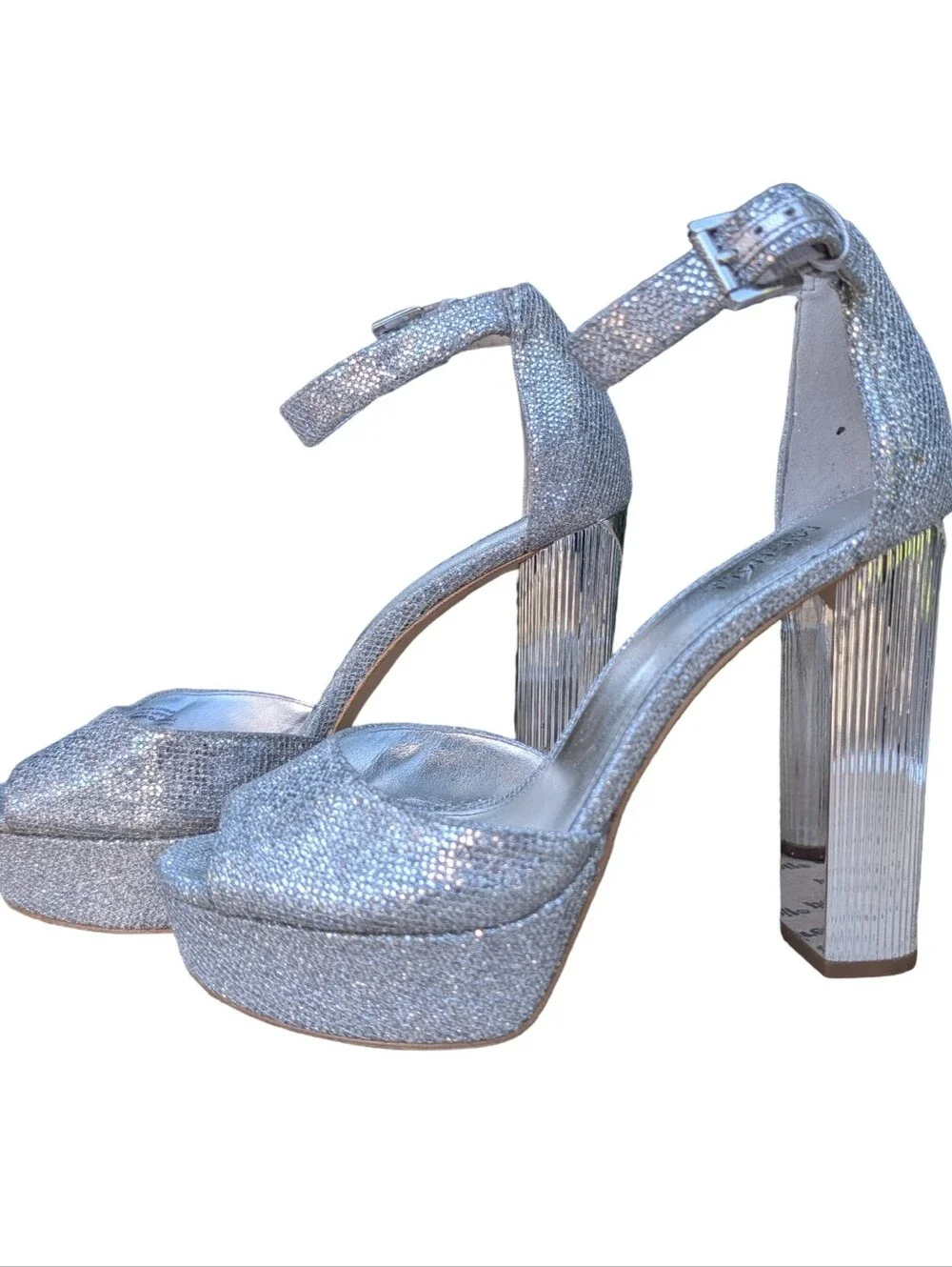 Michael Michael Kors Paloma Platform Sandals in a silver glitter Size 7.5
